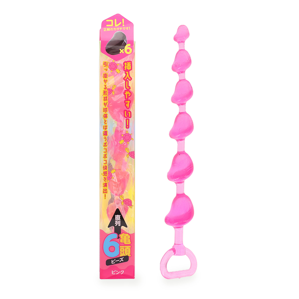 直列6亀〇ビーズ　ピンク(p-349)